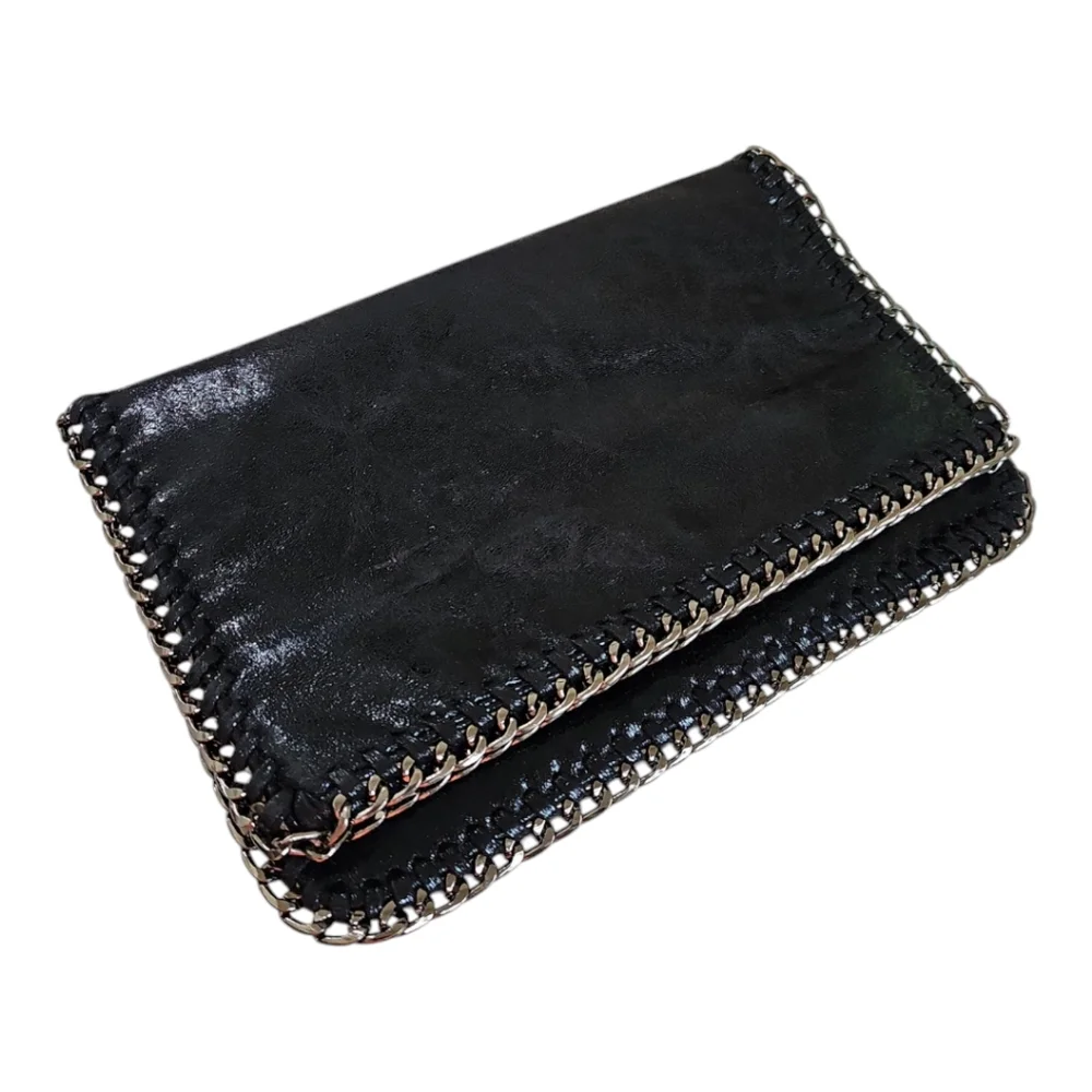 Black Clutch Evening Bag w/ Chain Trim - Picture 1 of 6